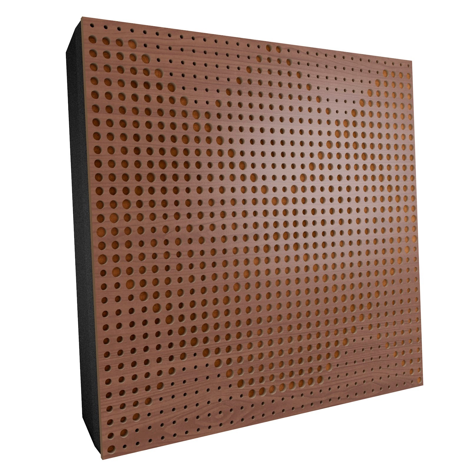 Lot de 2 Panneaux acoustiques WILDS-F décoratifs insonorisants 50x50x5 cm - MDF perforé laminé, tissu et mousse acoustique -Noix+Doré - 2