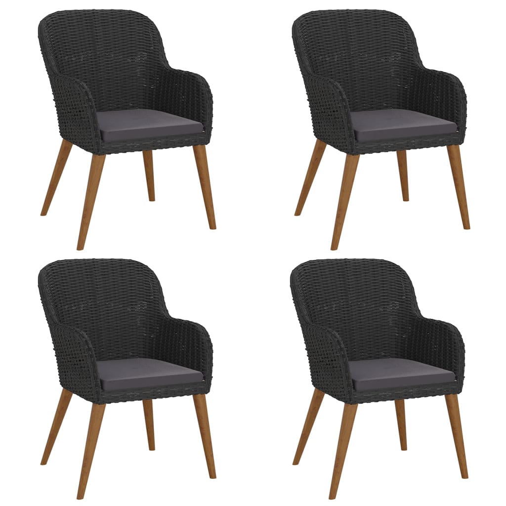 Set da pranzo da giardino mobili da esterno con cuscini 5 pezzi nero 02_0014164 - 2