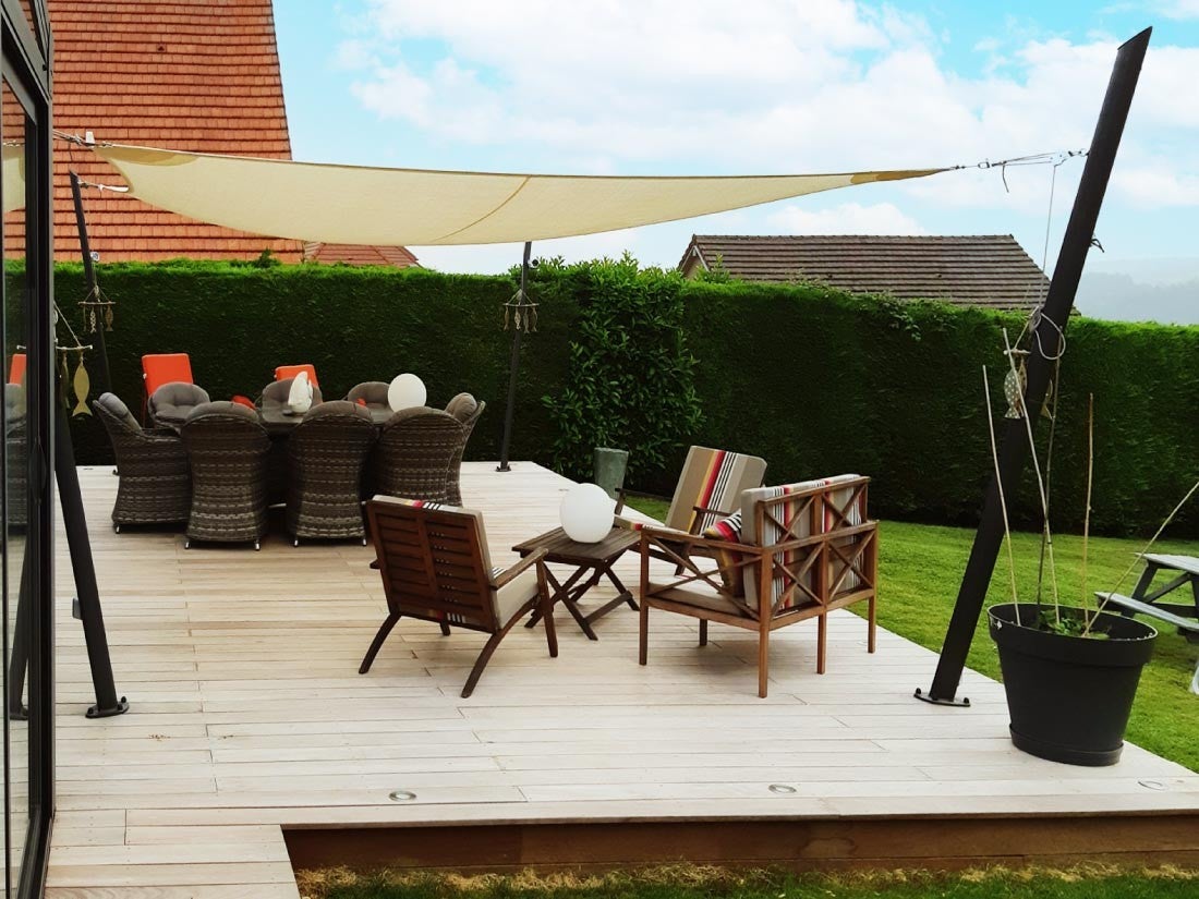 Mât Pour Voiles Ombrage En Acier Couleur Anthracite Hauteur Réglable 275cm Avec Base 75° - 2