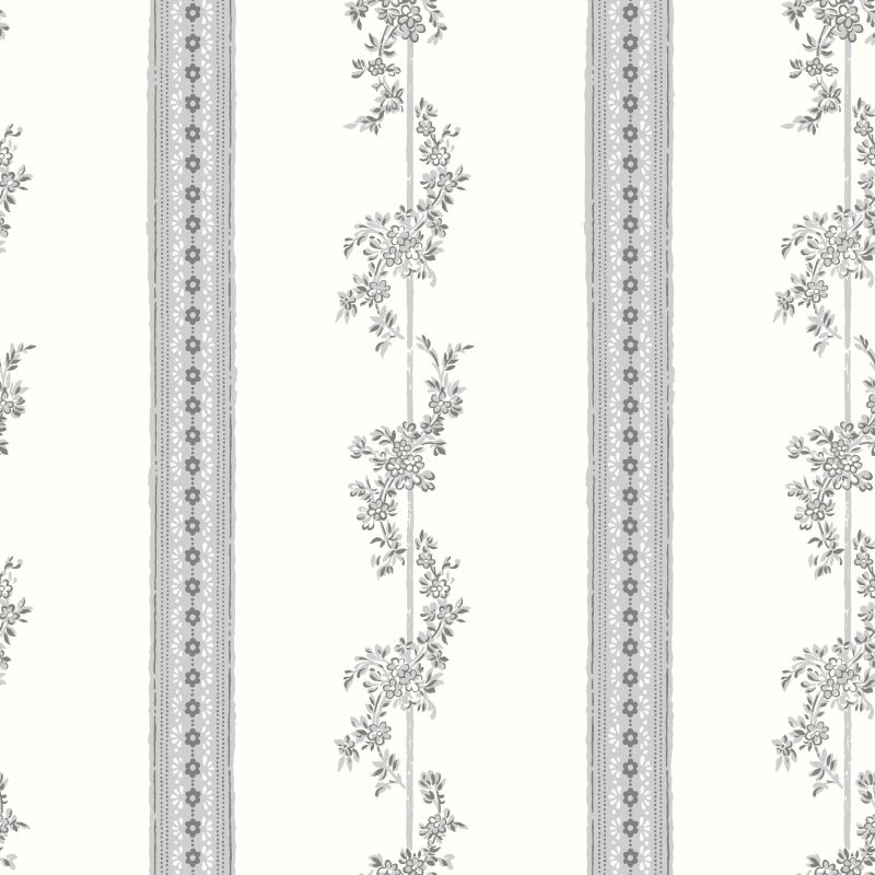 Papel pintado flores beige y gris - 53 cm x 10.05 m - borastapeter