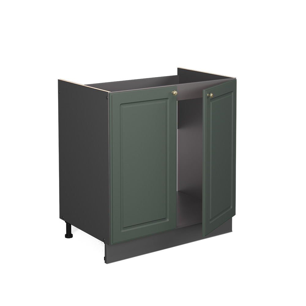 Vicco Cuisine Fame-Line, Vert Et Or Campagne/anthracite, 300 Cm Avec Armoire Haute Pt Chene 93187665