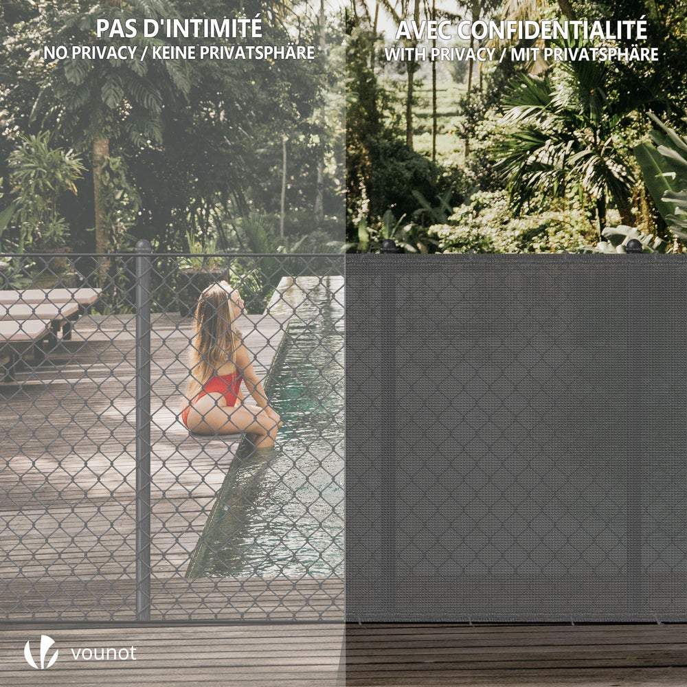 Brise vue occultant en HDPE 150g/m² 1x10m avec attaches de fixation gris VOUNOT® - 6