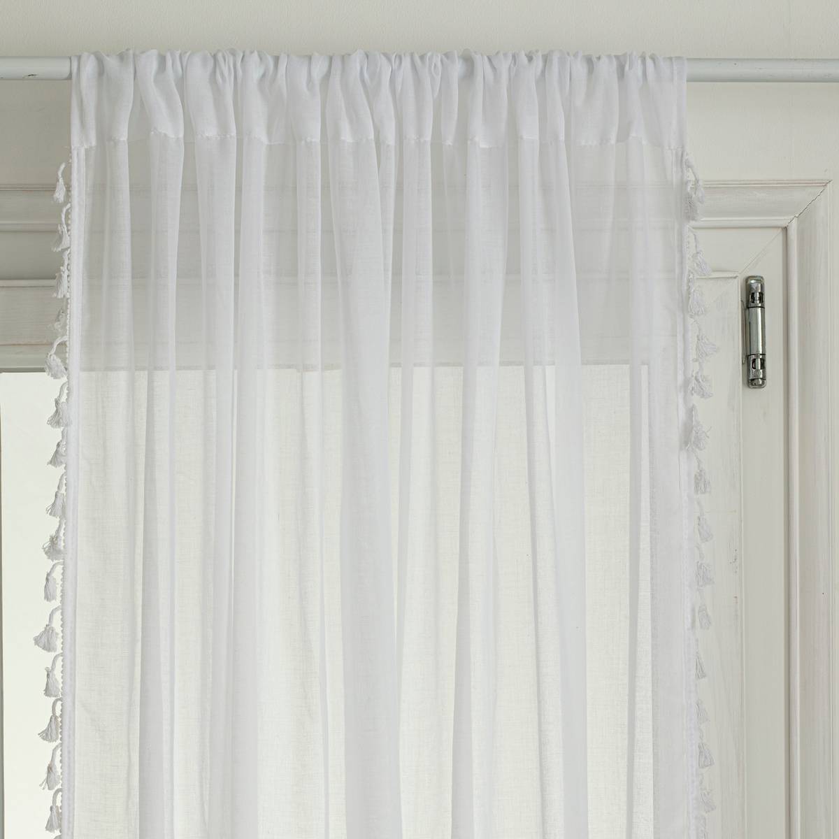 Voilage Rayé Tamisant Atmosphera - 140 X 240 Cm, Ivoire, Polyester, 8 œillets