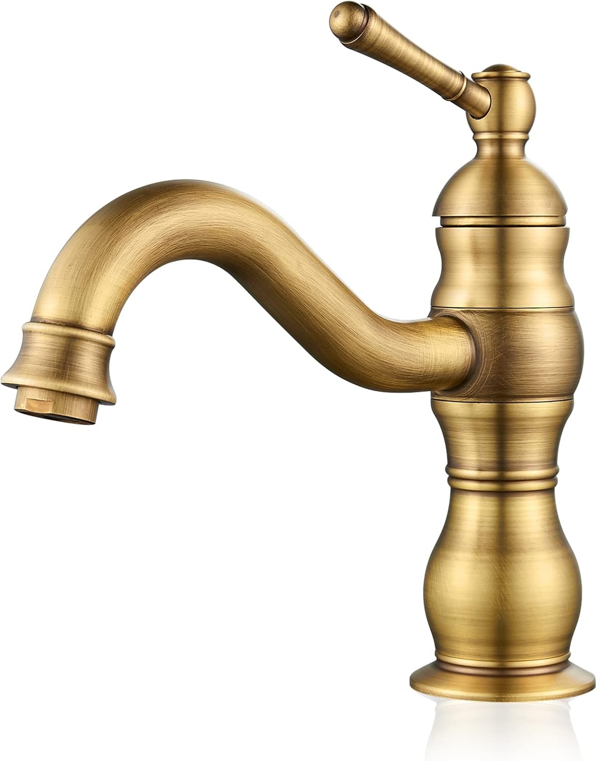 Brązowa obrotowa bateria łazienkowa 360° - Mosiężna bateria jednouchwytowa - Bateria umywalkowa w stylu vintage - Z wężem dopływowym G3/8