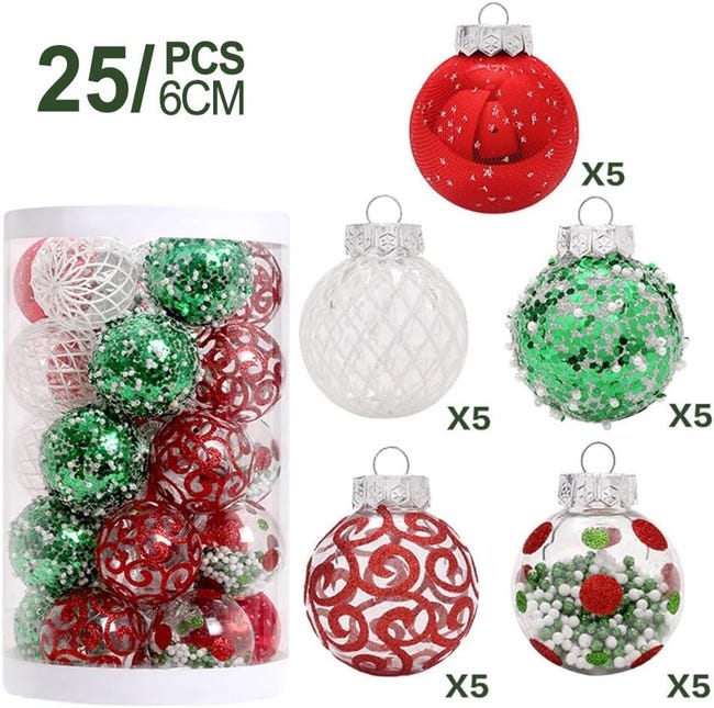 Acquista 25 palline di plastica metallizzata rossa oro da 6 cm, set di palline di Natale, ornamento per decorazioni per l'albero di Natale, decorazioni per la casa, palline decorative da appendere in Acquista 25 palline di plastica metallizzata rossa oro da 6 cm, set di palline di Natale, ornamento per decorazioni per l'albero di Natale, decorazioni per la casa, palline decorative da appendere in