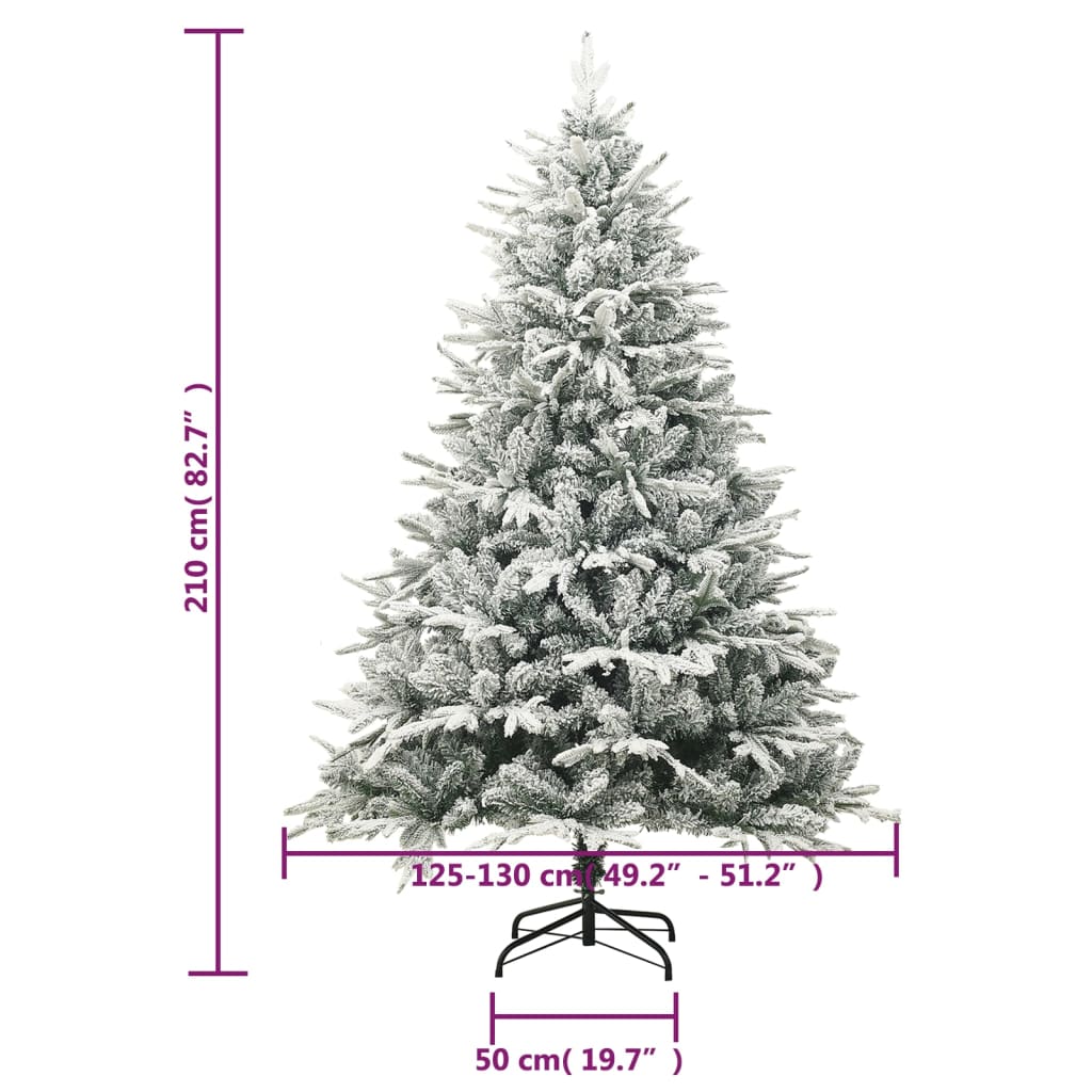 vidaXL Árvore de Natal artificial com neve 210 cm PVC e PE verde - 6