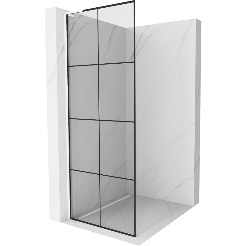 Mexen Kioto L ścianka prysznicowa Walk-in 70 x 200 cm, czarna kratka, biała - 800-070-103-20-77