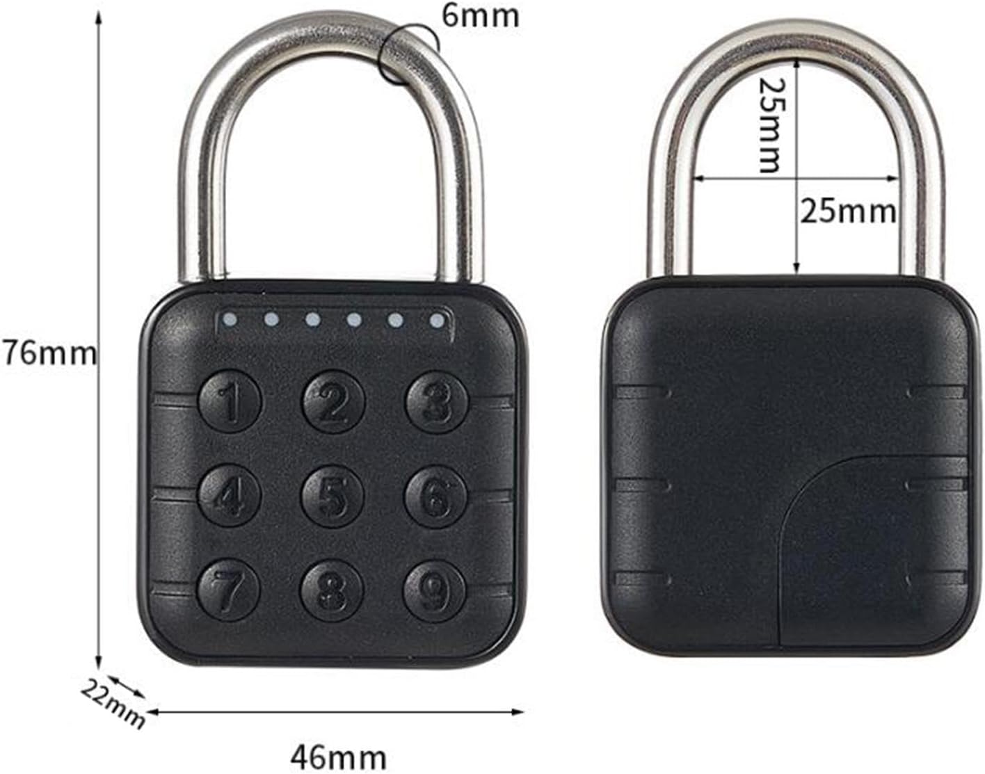 Cadenas à Combinaison électronique 6 Chiffres - Réinitialisable, étanche IP67, Pour Casiers, Valises, Bureaux