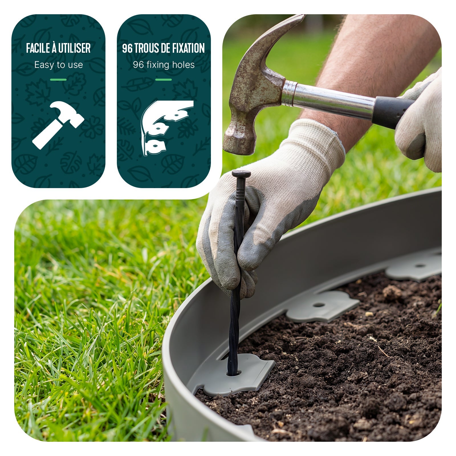 Bordure de jardin flexible plastique 10m avec 30 piquets gris - hauteur 5cm - epaisseur 4mm - VOUNOT® - 5
