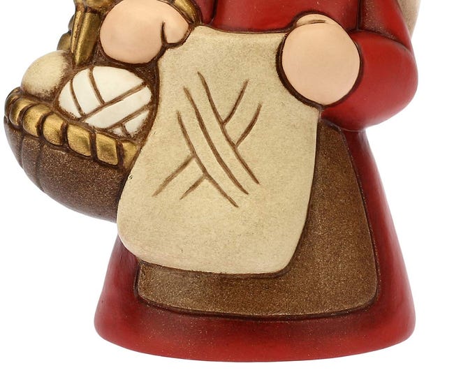 Statuina Presepe Donna Che Lavora A Maglia THUN - Ceramica 6x5x8cm - Variante Rossa - Classica - Foto 4