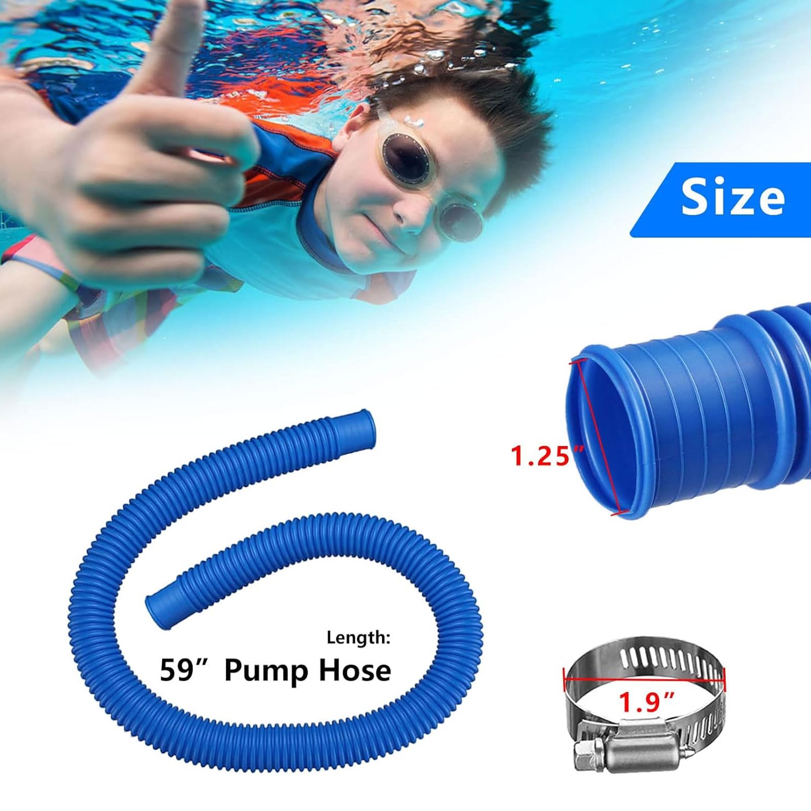 Tubi flessibili per piscine fuori terra, 2 pezzi, diametro 1,5, tubo