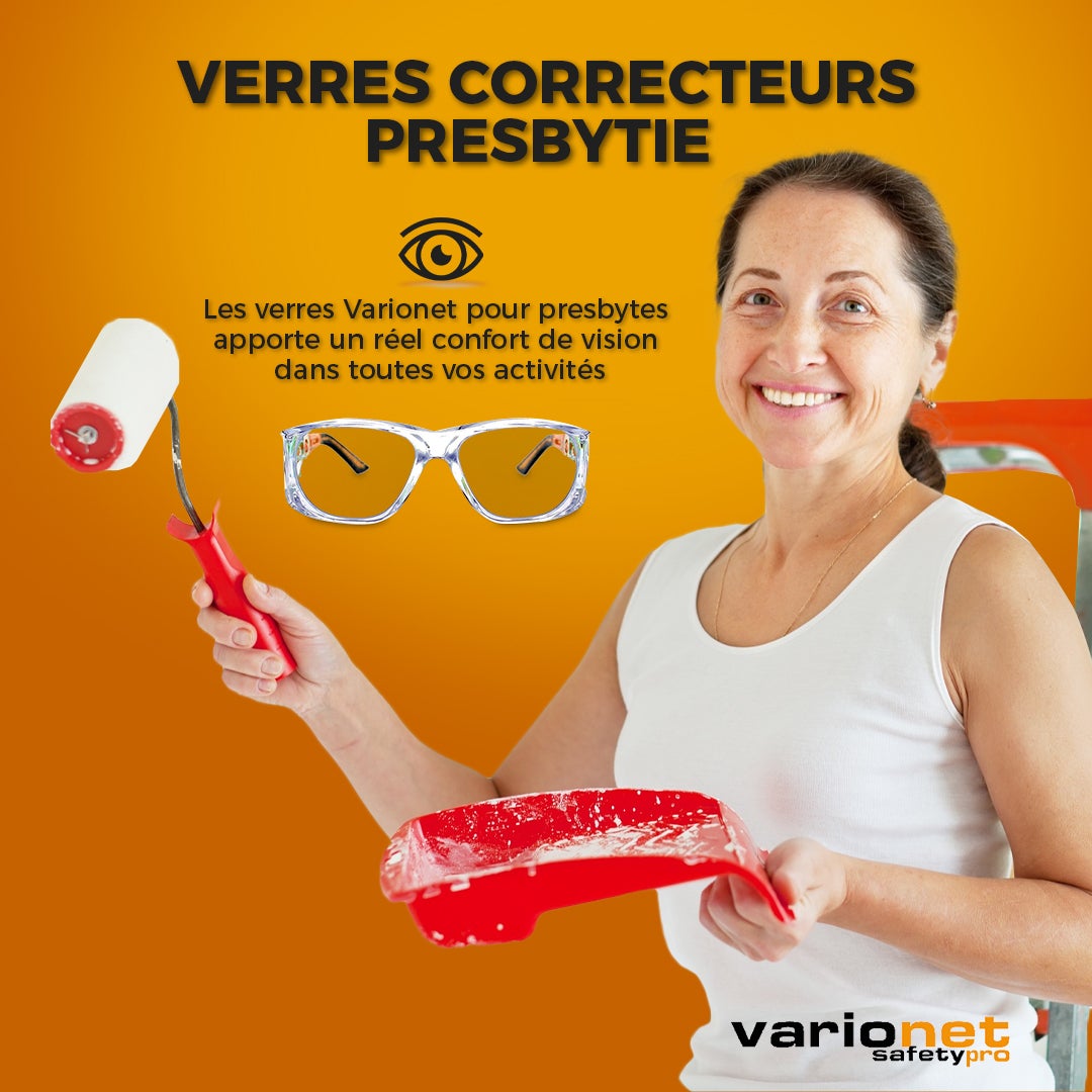 Lunettes de Protection Varionet Safety PRO Anti-buée Adaptée à votre vue (presbytie)+2,00 - Vision et Protection pour Presbytie - Normées CE - 3
