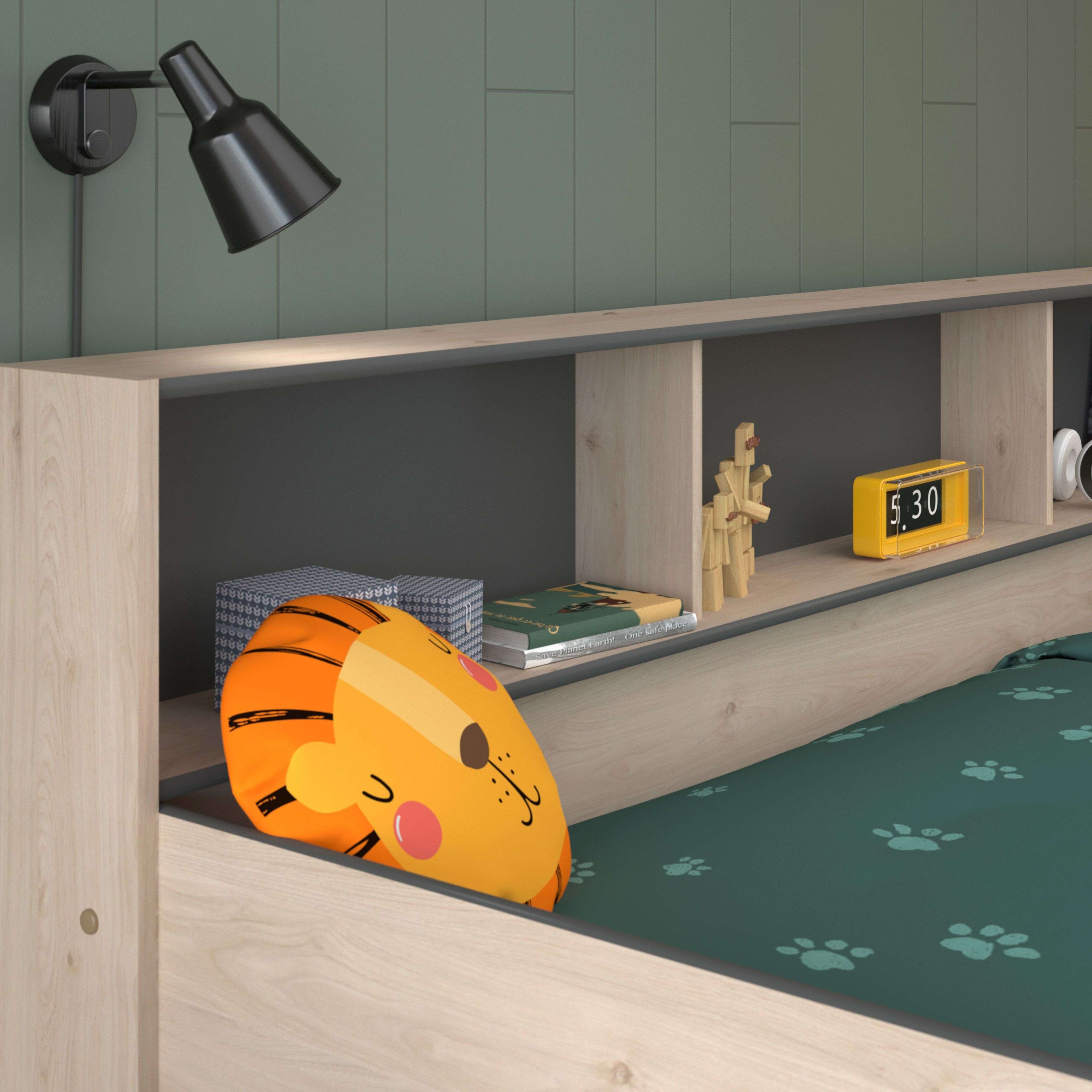 PARISOT Lits superposes enfant - Decor Chene Jackson et Gris Ombre - Sommiers inclus - 2 x 90 x 200 cm - JIM - 7