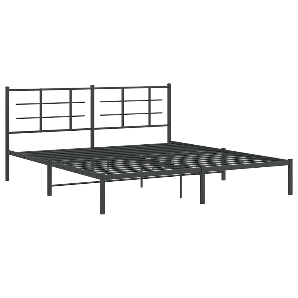 Estructura cama sin colchón con cabecero metal negro 183x213 cm vidaXL - 3
