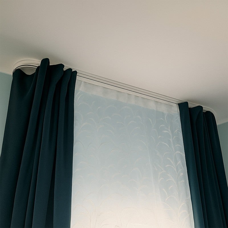 SIMI Rail de plafond tringle en PVC pour rideaux à crochets Blanc Double rail courbé 300 cm - 2