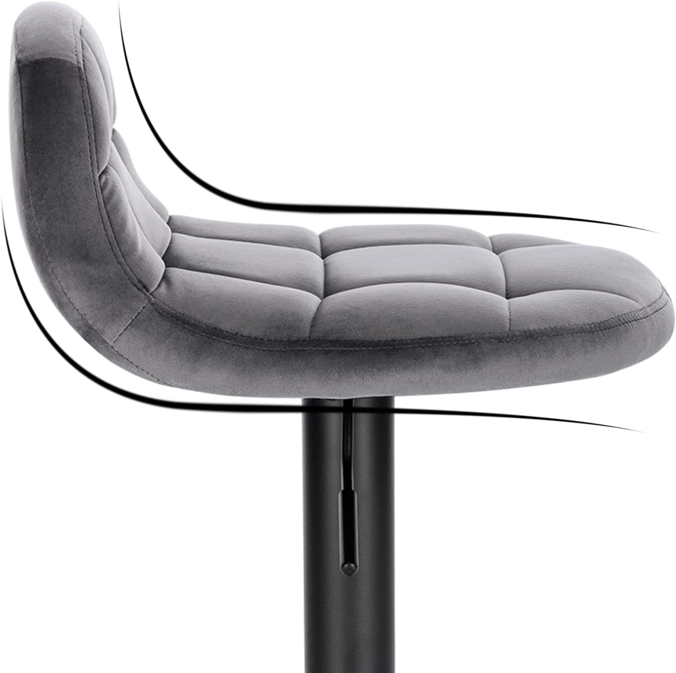 Lot de 4 Tabourets de Bar en Velours WOLTU, Tabouret de Comptoir Tabouret Haut Hauteur Réglable Pivotant à 360°, Gris Foncé - 7