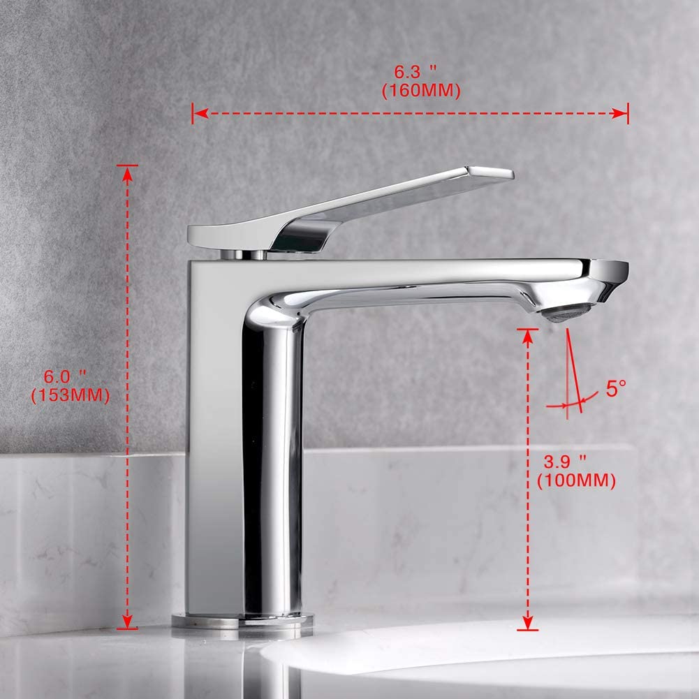 Rubinetto Lavabo Bagno Ibergrif - Monocomando, Acciaio Inossidabile Spazzolato, Aeratore Anti-schizzi, Cartuccia Ceramica