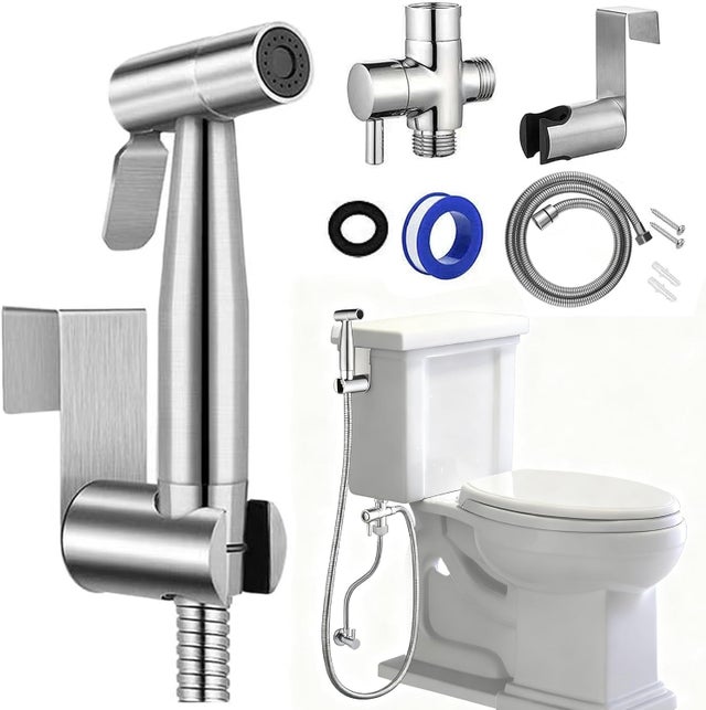 Kit de douchette bidet portable,douchette en nickel brossé,douche hygiénique pour toilettes,douchette bidet en acier inoxydable G1/2 avec tuyau de1,5m