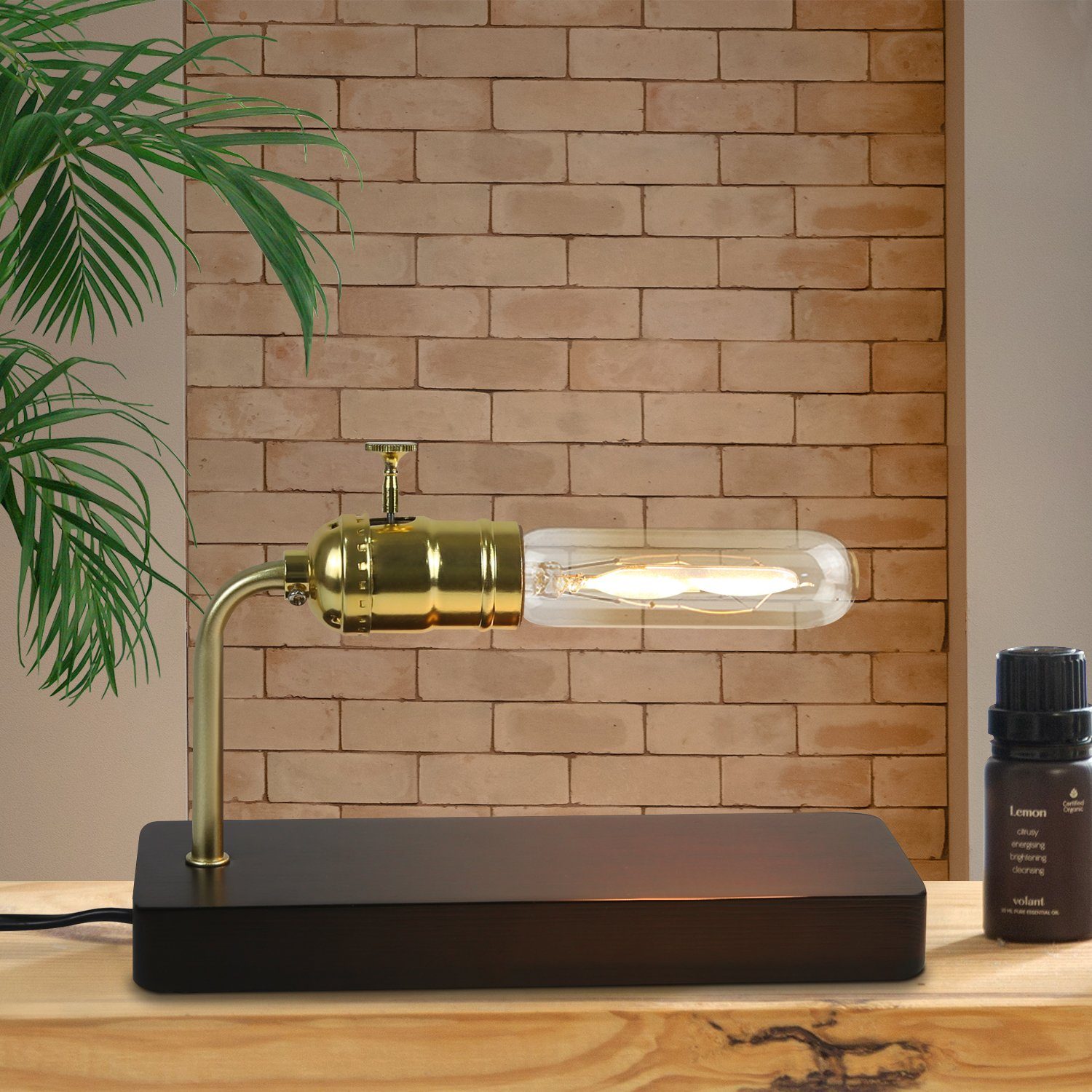 ZMH Lampka nocna nowoczesna czarna lampa stołowa E27 w stylu retro z żarówką