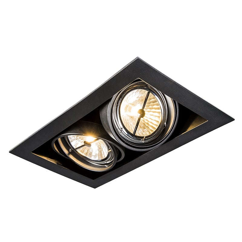Qazqa reflektory wpuszczane - Oneon - czarny, g53, max. 50w, 12v-an-additional-transformer-is-requiredV, 34.3cm, z 2 punktami