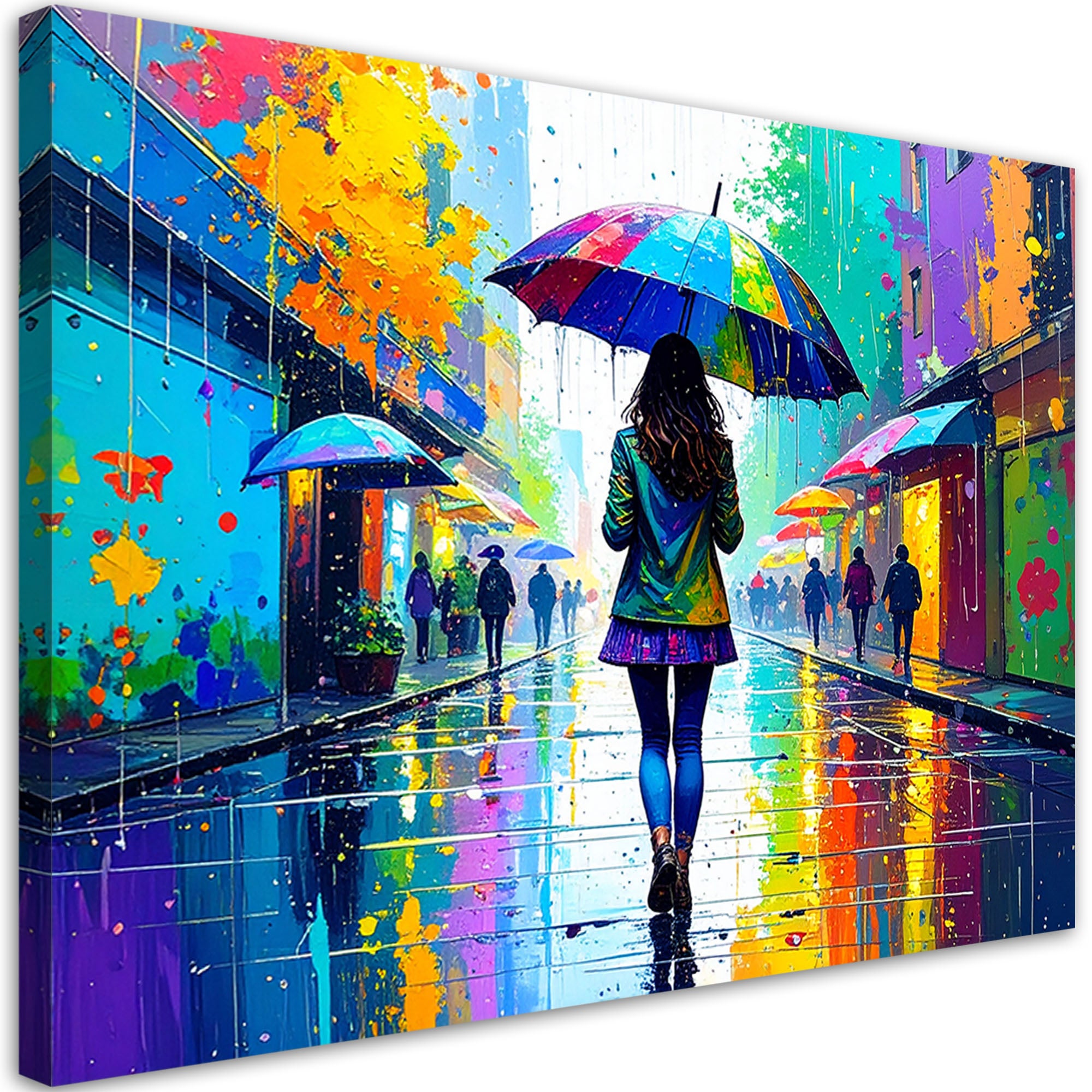 Obraz do salonu biura jadalni, Dziewczyna z parasolką Street art 60x40
