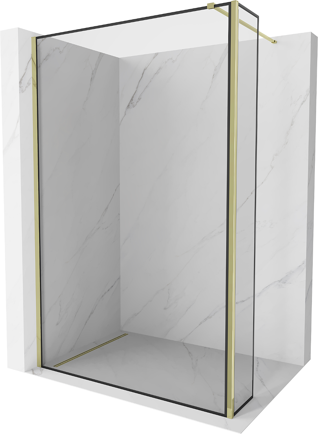 Mexen Kioto ścianka prysznicowa Walk-in 90 x 40 cm, czarna ramka, złota - 800-090-212-50-70-040