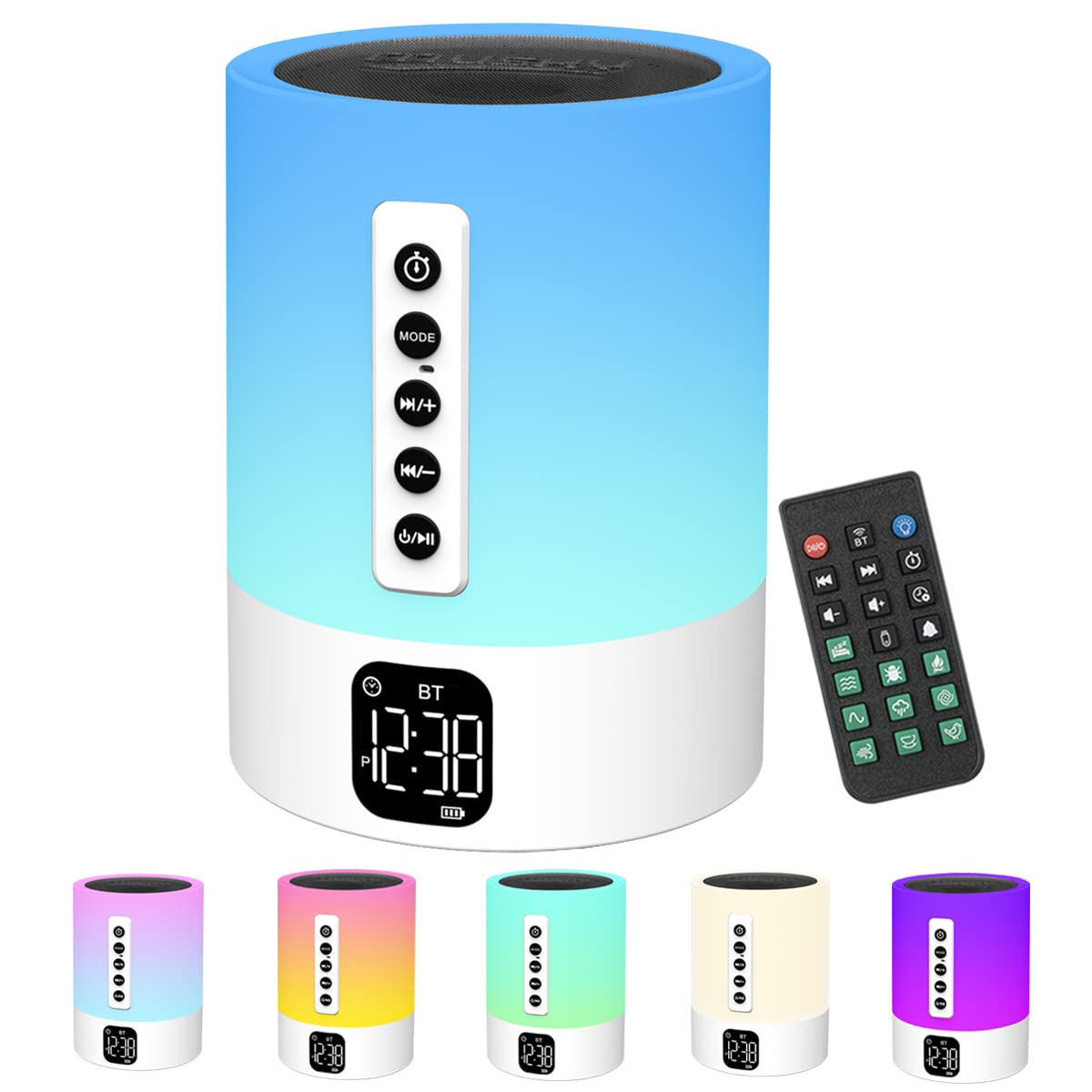 Głośnik Bluetooth z budzikiem lampka nocna generatorem białego szumu wielofunkcyjny głośnik Bluetooth białym szumem dla niemowląt lampka nocna budzik