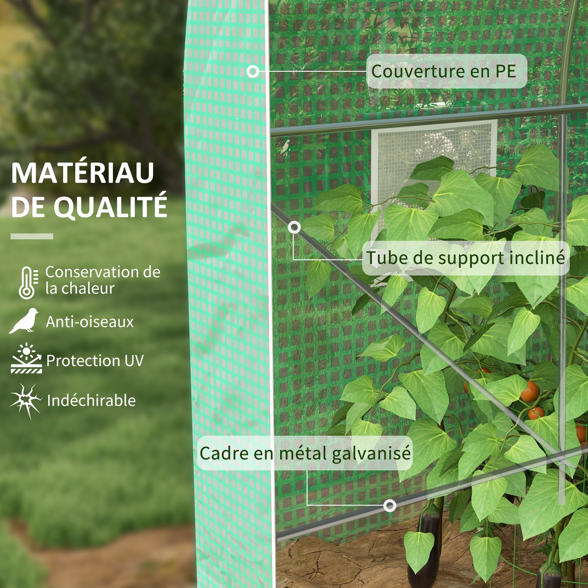 Serre tunnel de jardin métal 6 m² Outsunny - 4