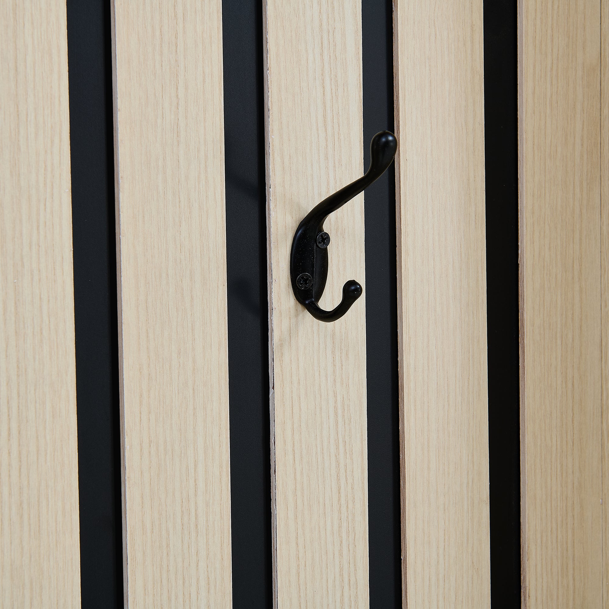 Ensemble vestiaire d'entrée 61x35x179,5 cm - Avec banc et meuble à chaussures - 1 porte abattante - Avec 4 crochets - Naturel - 5