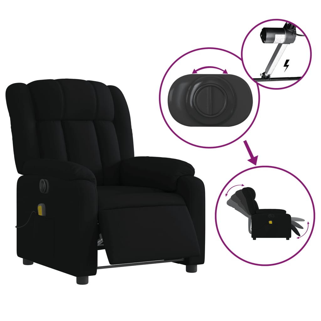 Fauteuil de massage inclinable électrique Noir Tissu - COMFORTXL - 5