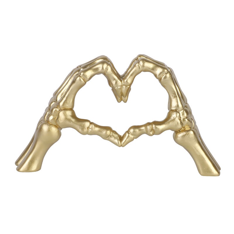 Statuetka dłoni w kształcie serca ze złotej żywicy, ozdoby miłosne, dekoracja na Halloween, ozdoby gestów, dekoracja