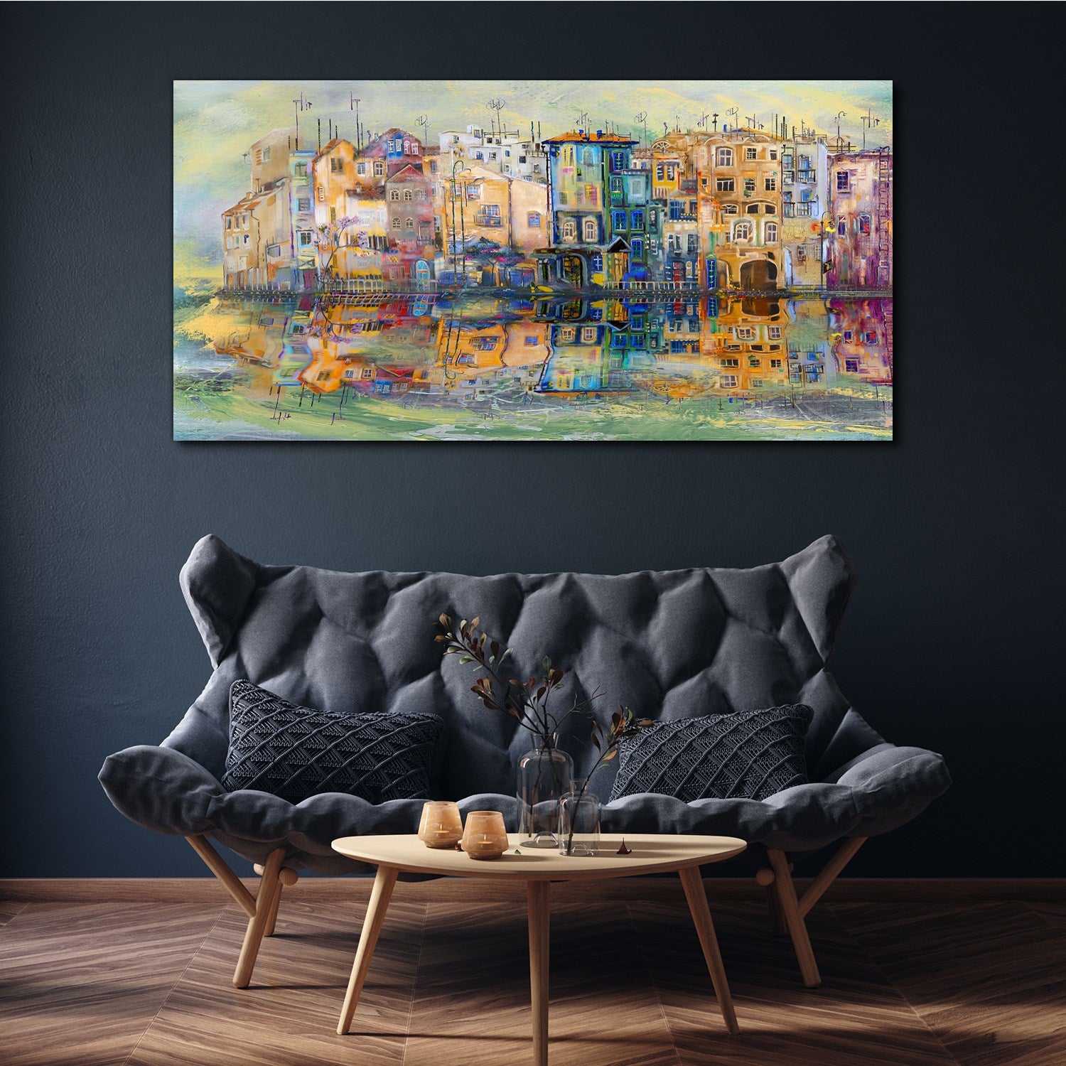 Tableau sur Toile 140x70 cm Tulup – Impression Murale, Idéal pour Salon et Chambre – Ville sur l'eau - 2