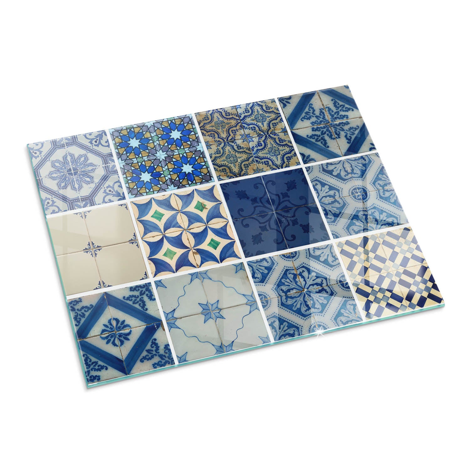 Szyba hartowana pod kominek, szkło zabezpieczające podłogę, nowoczesny design | 80x60 | Ćwiartka | Wzory ceramicznych płytek