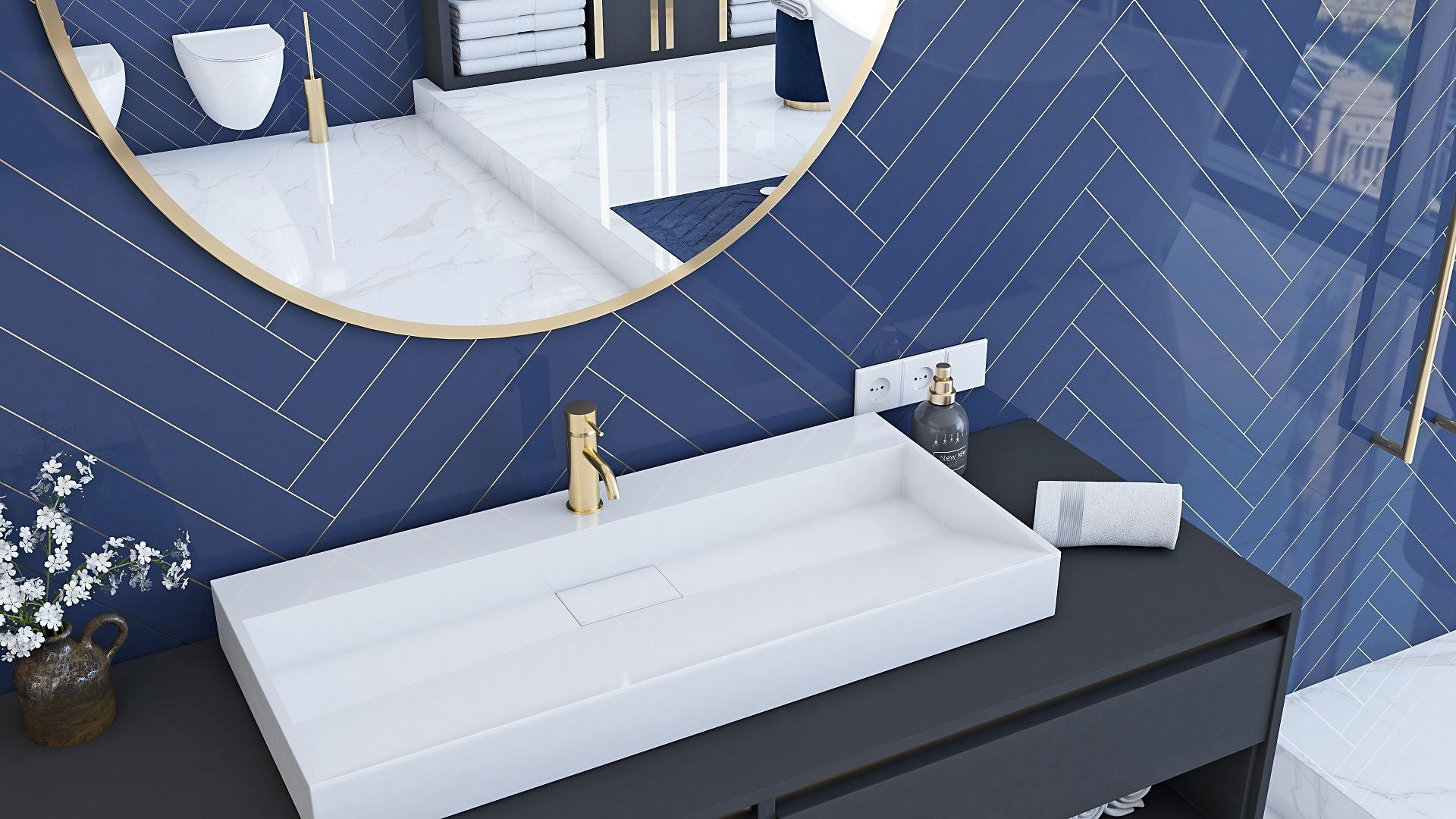 VASQUE EN CONGLOMÉRAT REA GOYA 100 WHITE 100X46X10CM - 2