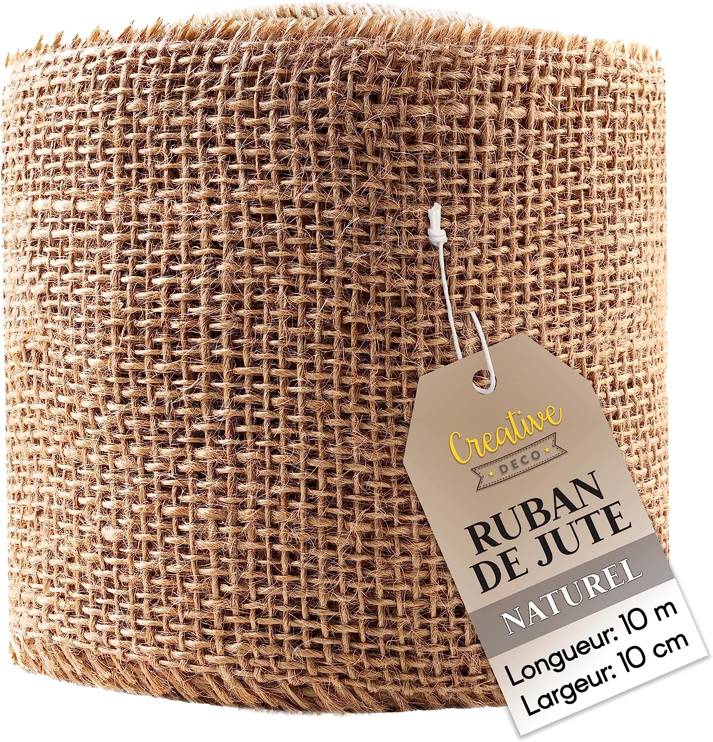 BENECREAT Nastro Di Iuta Naturale Con Linea Nera – 10,94 Metri, Larghezza 5 Cm, Spessore 1,5 Mm – Per Decorazioni Rustiche E Confezioni Regalo