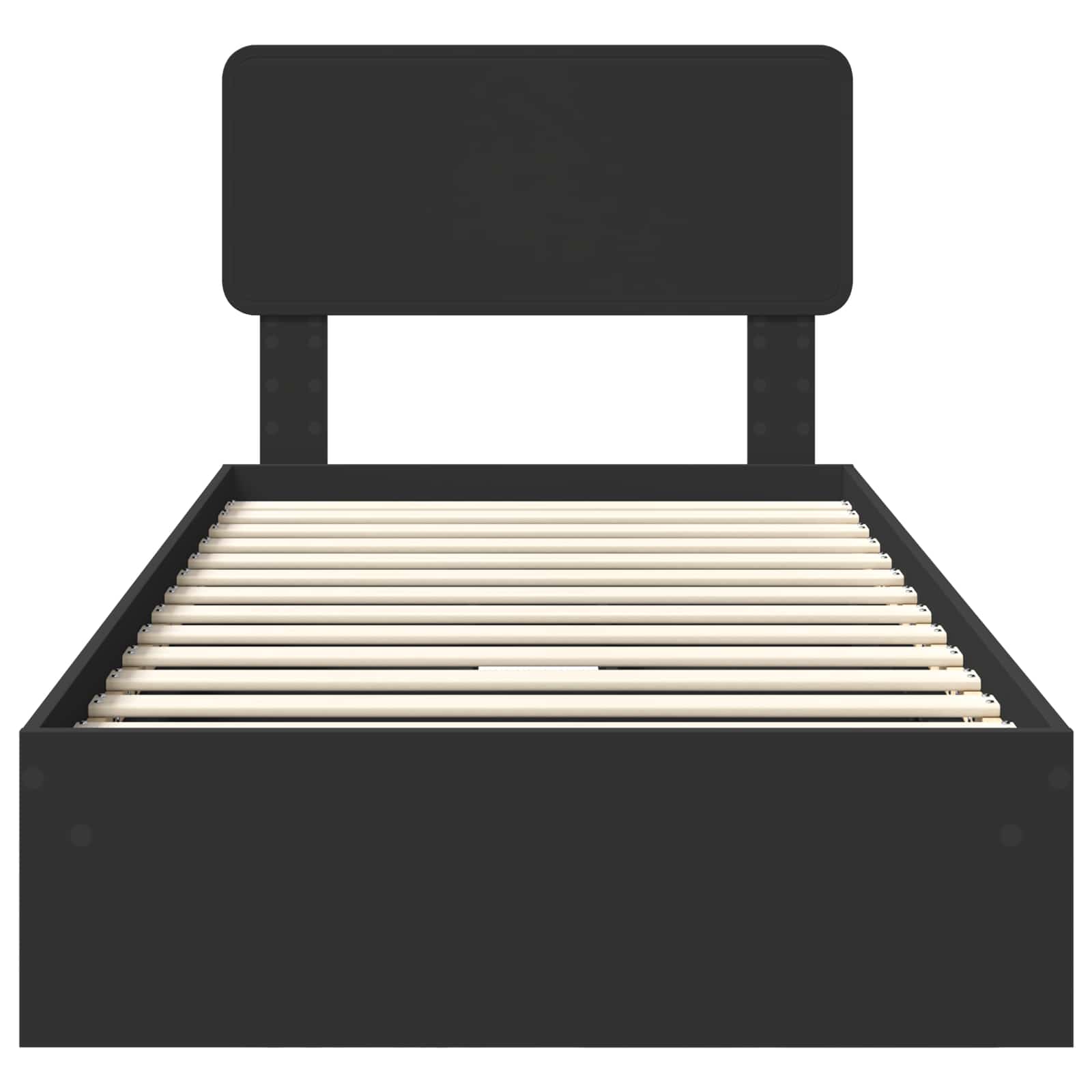 Lit de rangement avec tiroir noir 75 x 190 cm panneau de bois - 8