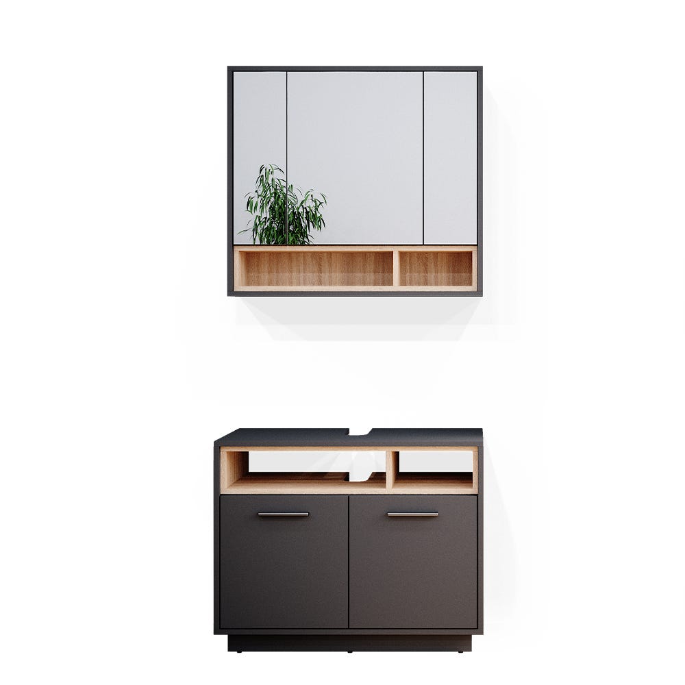 Set Mobili Bagno Vicco Beatrice - 4 Pezzi, Bianco E Rovere, Design Moderno E Funzionale - Foto 7