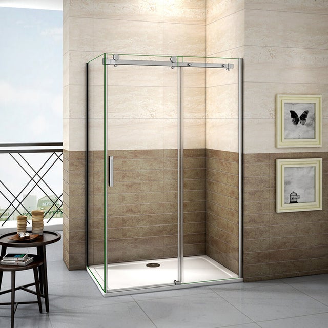 Paroi de douche niche(60a74x185 H-Noir)en pvc avec soufflet NOUVEAU