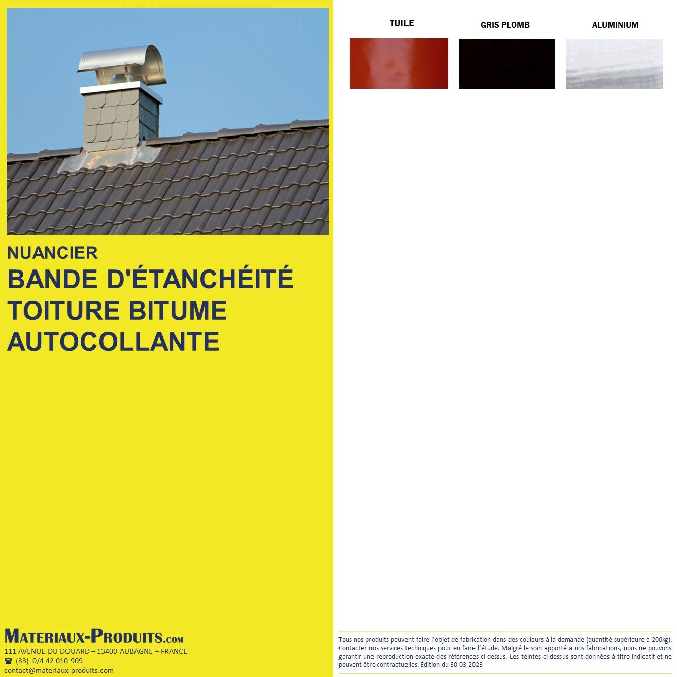 Bande d'étanchéité toiture bitume autocollante 10 m x 60 cm Aluminium - BANDE10 - MATPRO - 2
