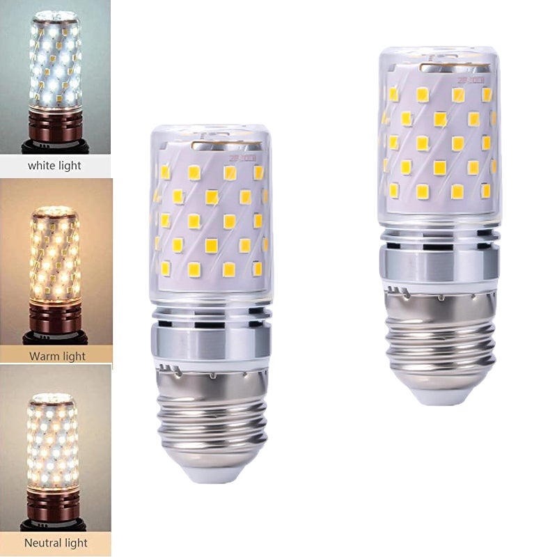 Zestaw 2 żarówek LED E27, 16 W, 3 kolory światła regulowane 3000-6000 K, 1600 lm, oszczędność energii (srebrny)