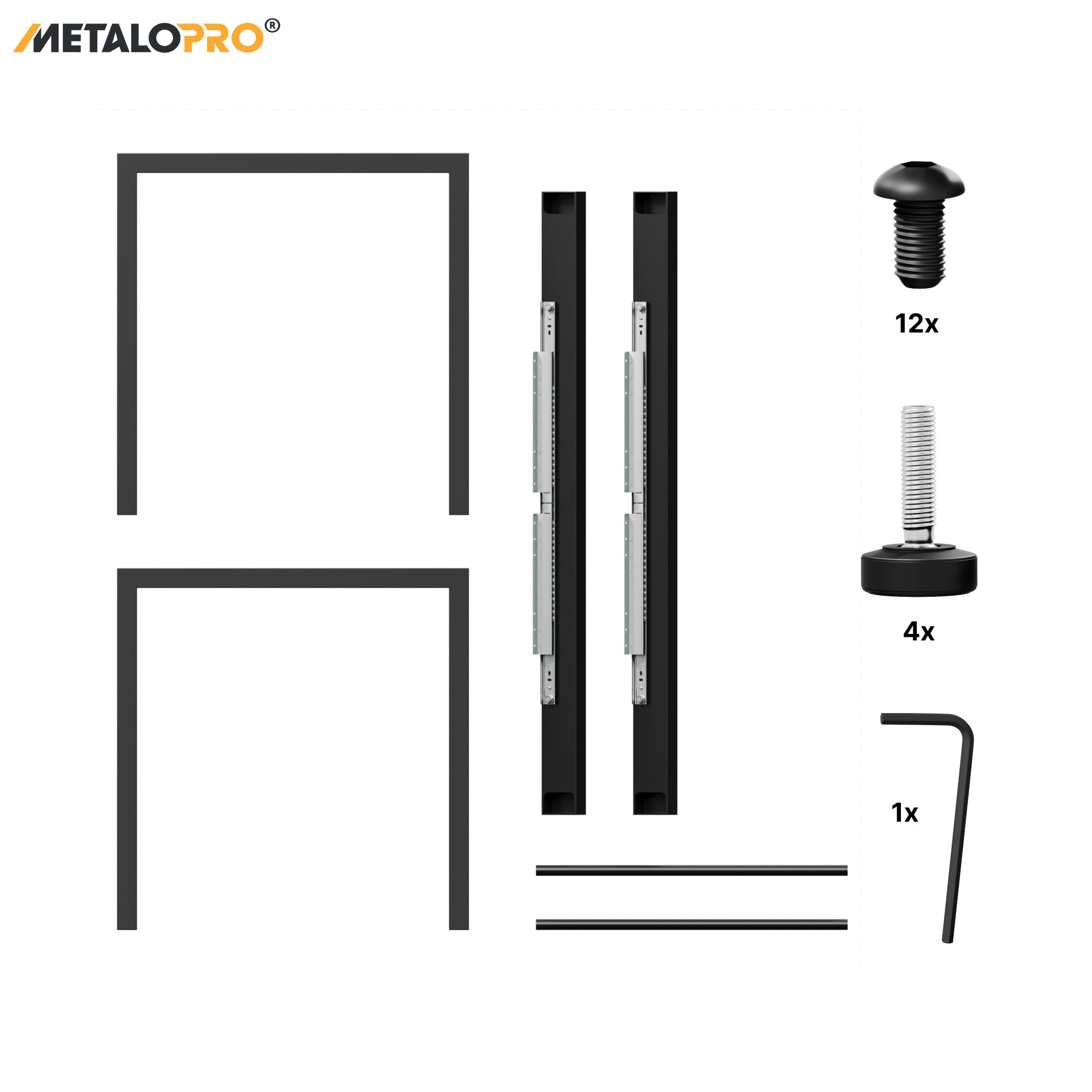 MetaloPro Etamin Split - Pied de table extensible à cadre carré, stable, parfait pour table à manger, salon ou cuisine, avec cadre en métal durable - 5