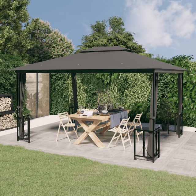 Gazebo con pareti e doppio tetto 3x4 m Antracite