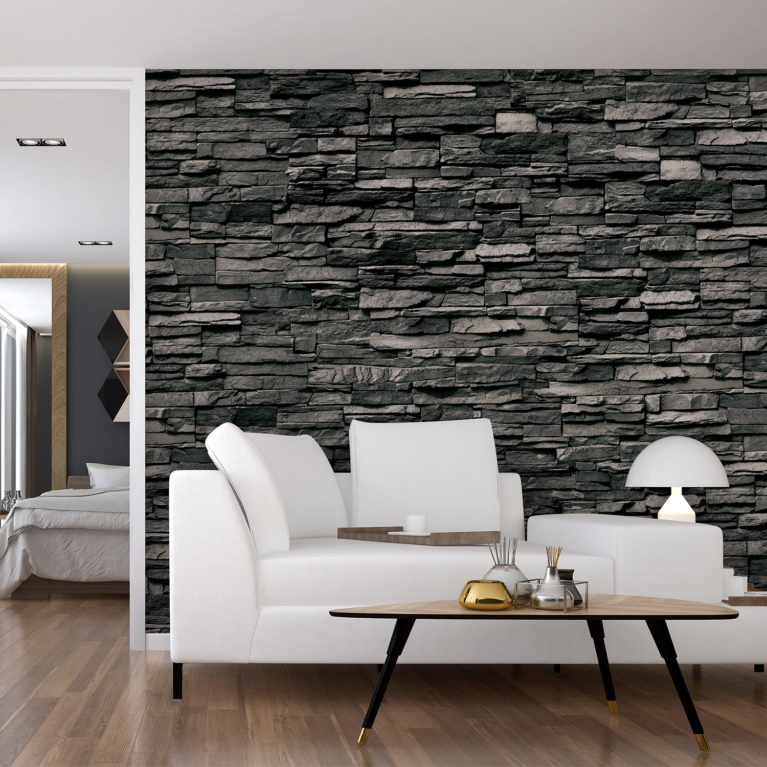 Schulte panneau mural 100x210 cm, revêtement pour douche et salle de bains, placement facile, DécoDesign DÉCOR, parement ardoise - 3