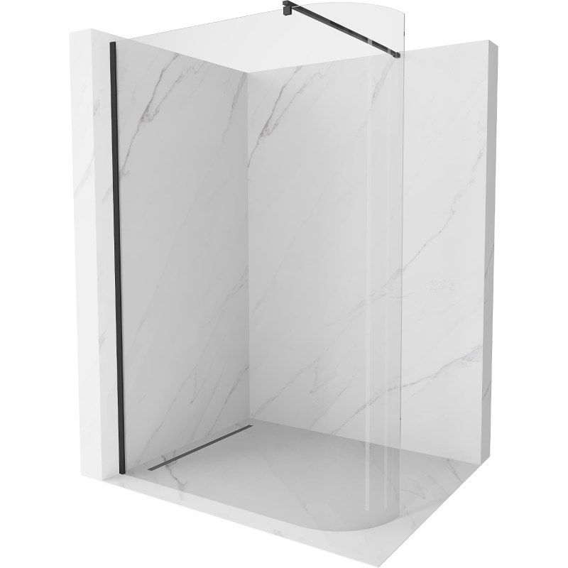 Mexen Kioto-R ścianka prysznicowa zaokrąglona Walk-in 160 x 200 cm, transparent 8 mm, czarna - 800-160-101-70-06