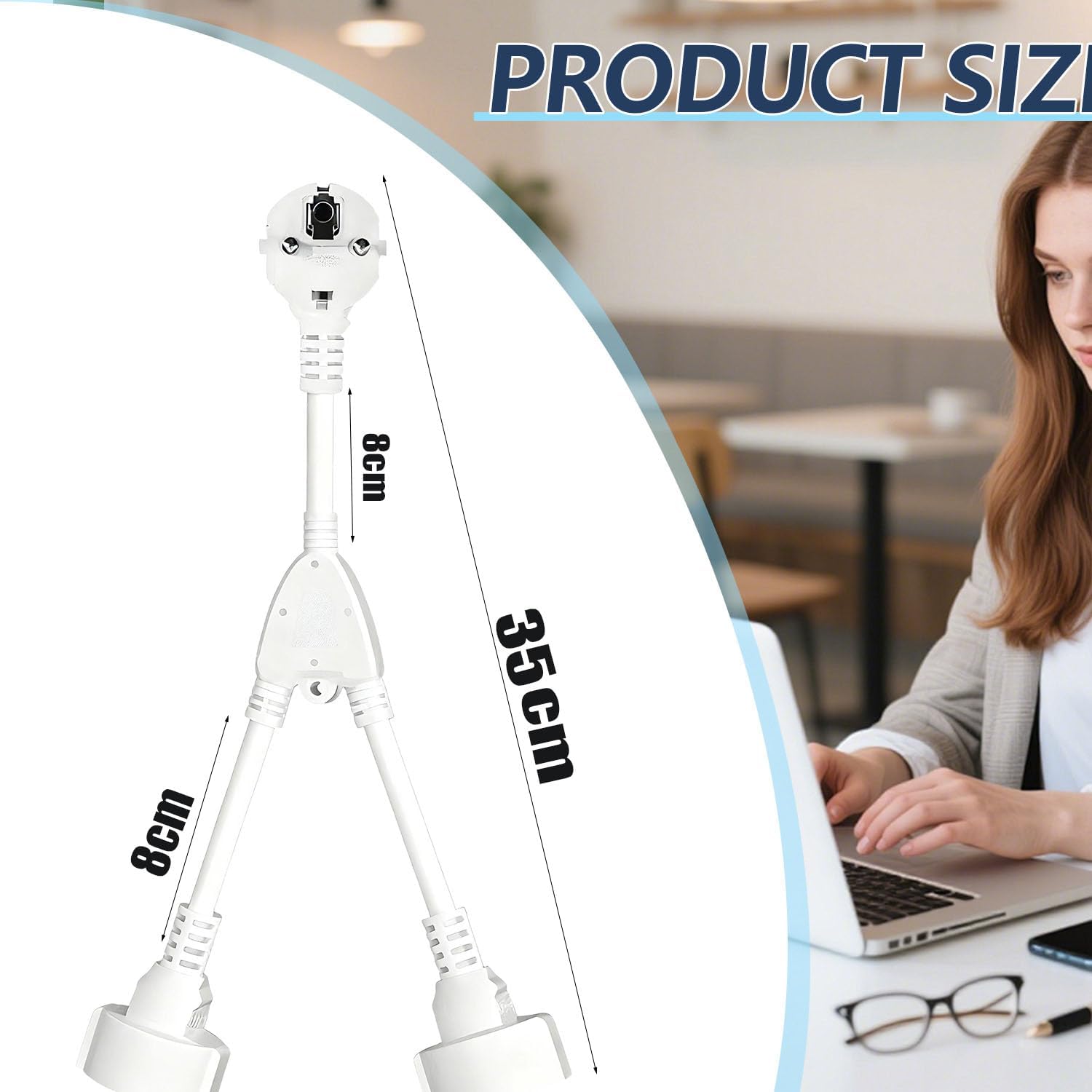 Fiche Double pour Prise de Courant 2-Fois Multiprise avec Flexible Kable 2 en 1 Câble de Rallonge Court IP20 Protection pour Intérieur et Extérieur - 2
