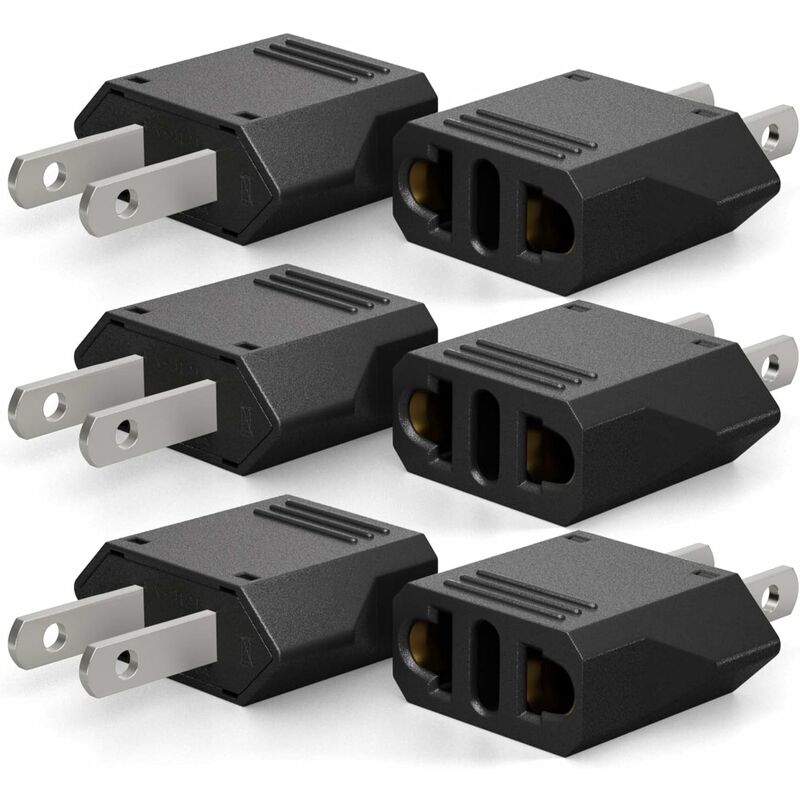 6 szt. Adapter gniazdka elektrycznego z Europy do Stanów Zjednoczonych, adapter zasilający podróżny europejski UE do USA, konwerter gniazdek UE/Włochy