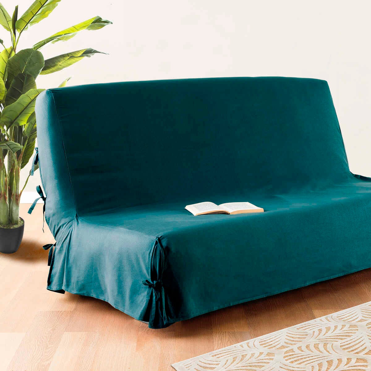 Funda para sofá cama - algodón - azul pato - 140x200 cm - atmosphera créateur d'intérieur