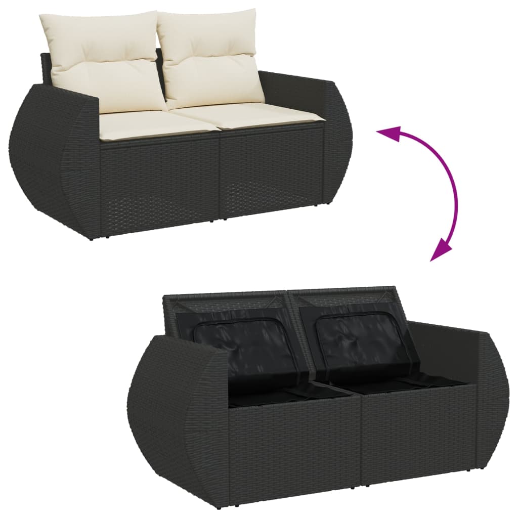 Salon bas de jardin en Rattan synthétique Noir 2 personnes - 7