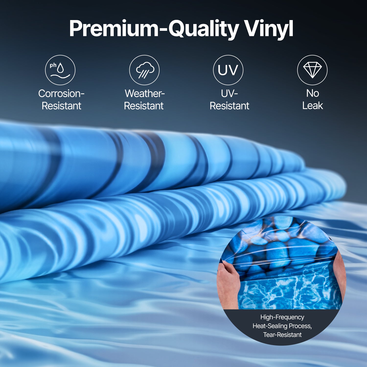 Revêtement Piscine Hors Sol SucceBuy, Rond 8 Pieds, Vinyle à Chevauchement, Calibre Standard, Hauteur de Paroi 48–54 Pouces - 7