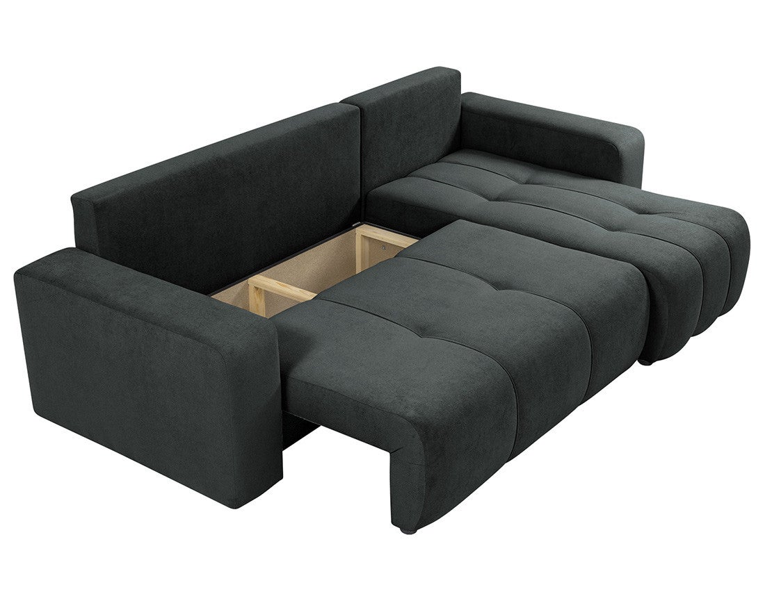 Canapé d'angle réversible convertible 4 places en tissu gris anthracite - NICOLE - Best Mobilier - 3